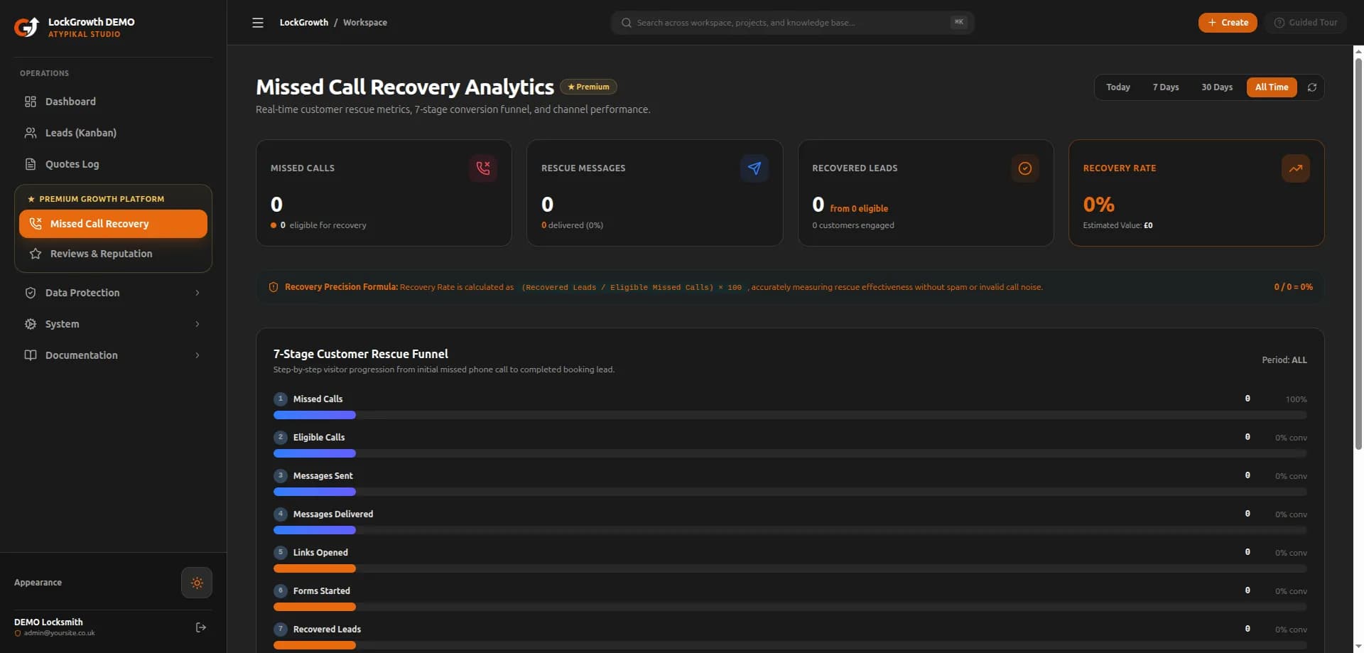 Missed Call Recovery - Instant SMS self-service quote rescue for unanswered calls